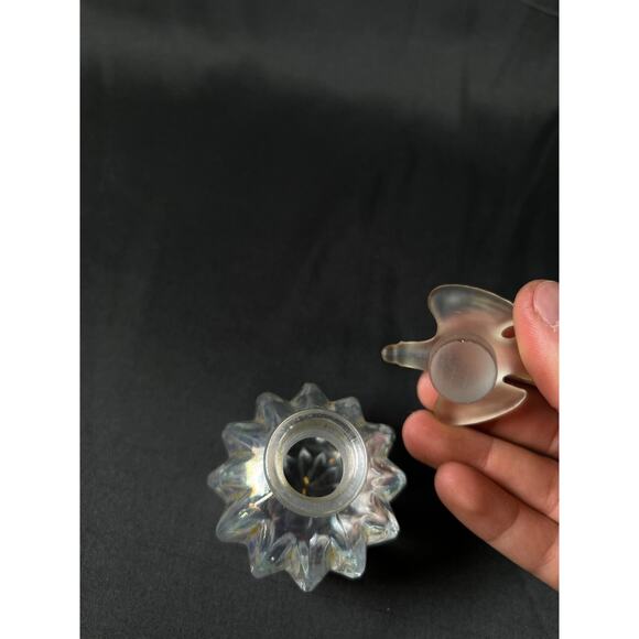 Marked 24% lead crystal Clear perfume bottle with Bird topper EUC vintage - Picture 10 of 11